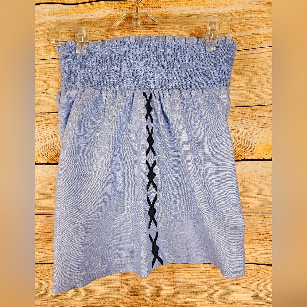 Sachin Babi Blue Linen Embroidered Shirt and Short Set Size Medium - Picture 3 of 6